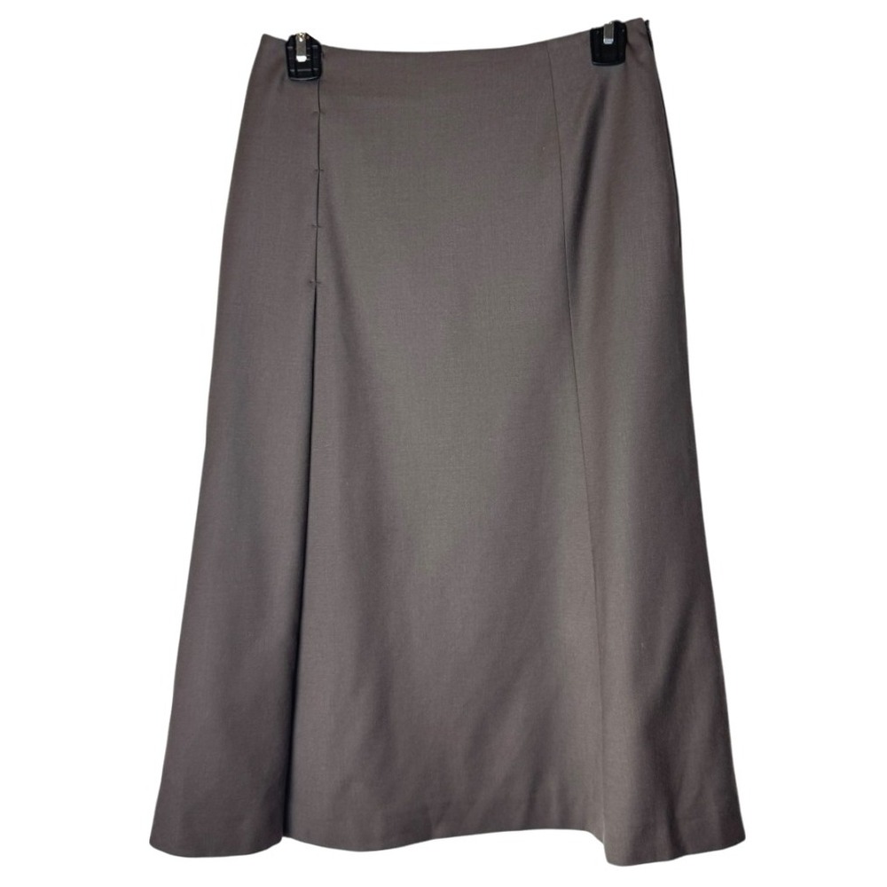 Rodier Skirt Women Small Brown Wool Blend A‎ Line Midi Career Minimalist Preppy
